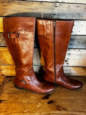 Nine West Brown Leather Knee-High Riding Boots – Size 8